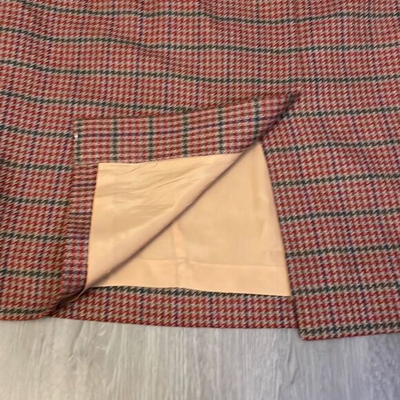 Vintage J.G. Hook Wool Skirt Plus Size Fall Red, Green Blue Houndstooth Plaid Sk - Picture 9 of 9